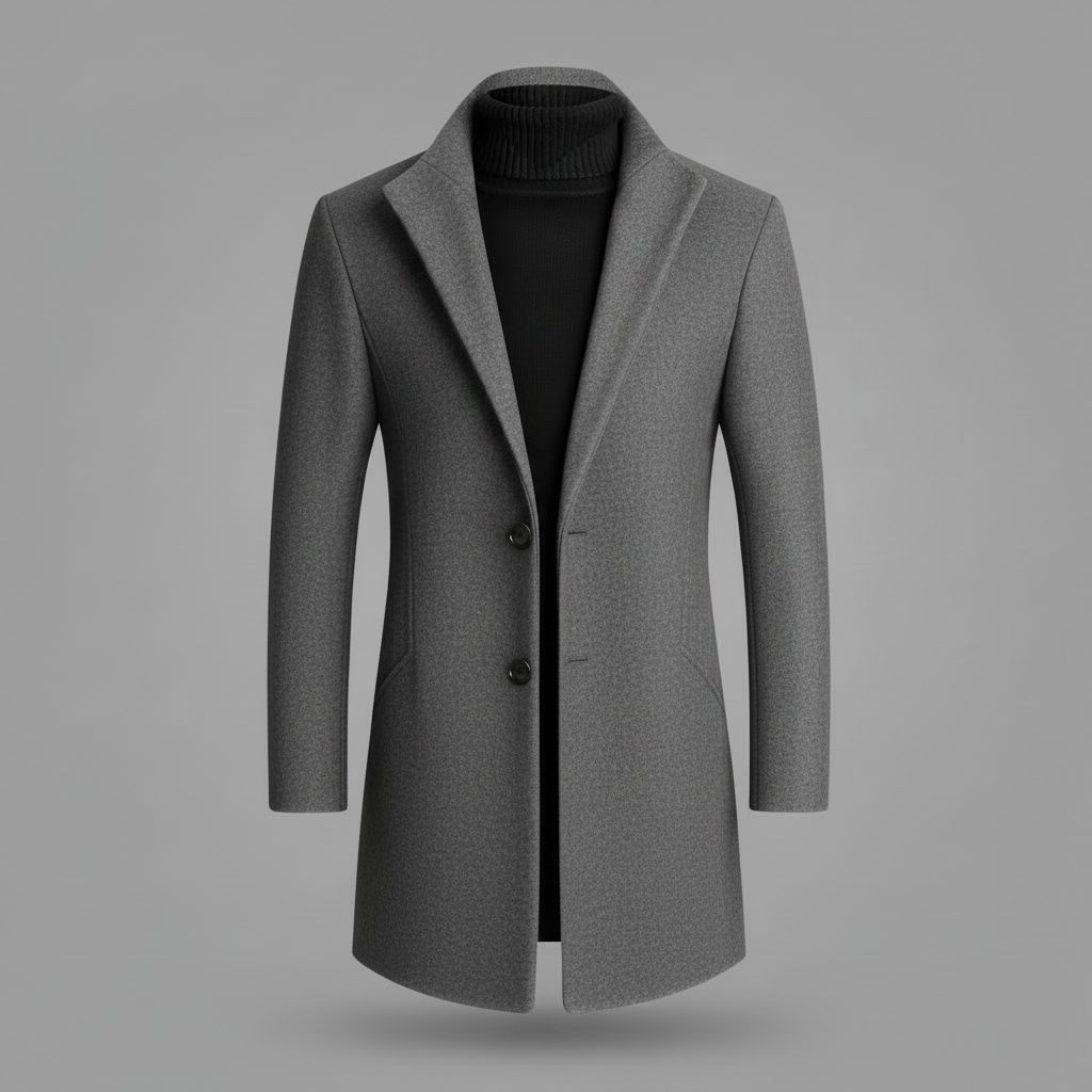 Men's Long Overcoat | Notched Lapel Stylish Design