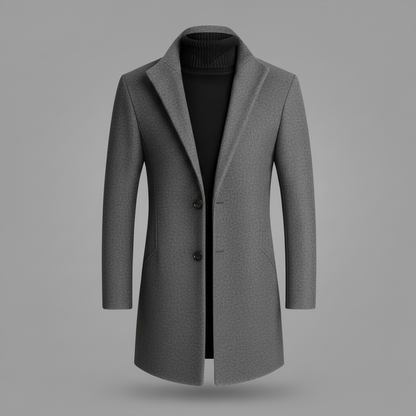 Men's Long Overcoat | Notched Lapel Stylish Design