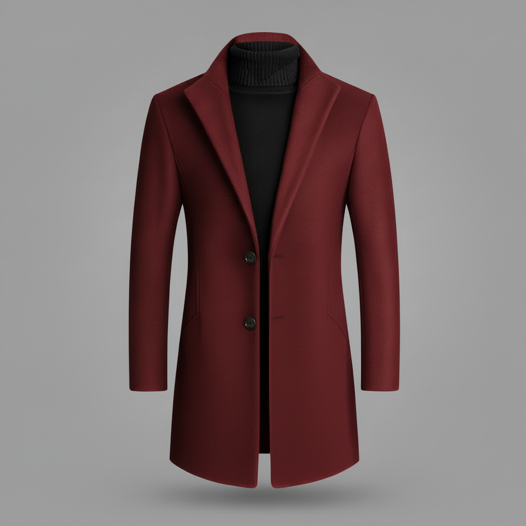 Men's Long Overcoat | Notched Lapel Stylish Design
