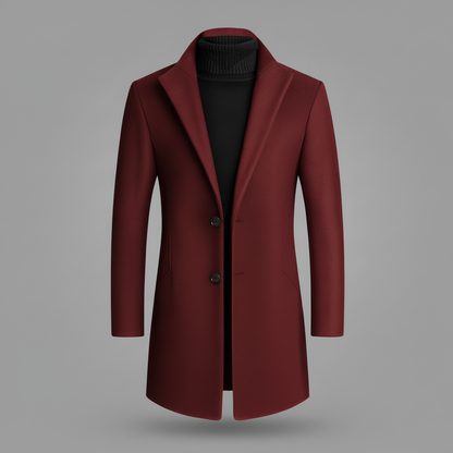 Men's Long Overcoat | Notched Lapel Stylish Design