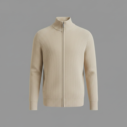 Men's Slim Fit Zip Cardigan | Stylish Ribbed Knit