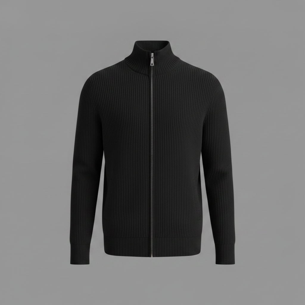 Men's Slim Fit Zip Cardigan | Stylish Ribbed Knit