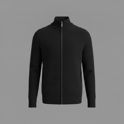 Men's Slim Fit Zip Cardigan | Stylish Ribbed Knit