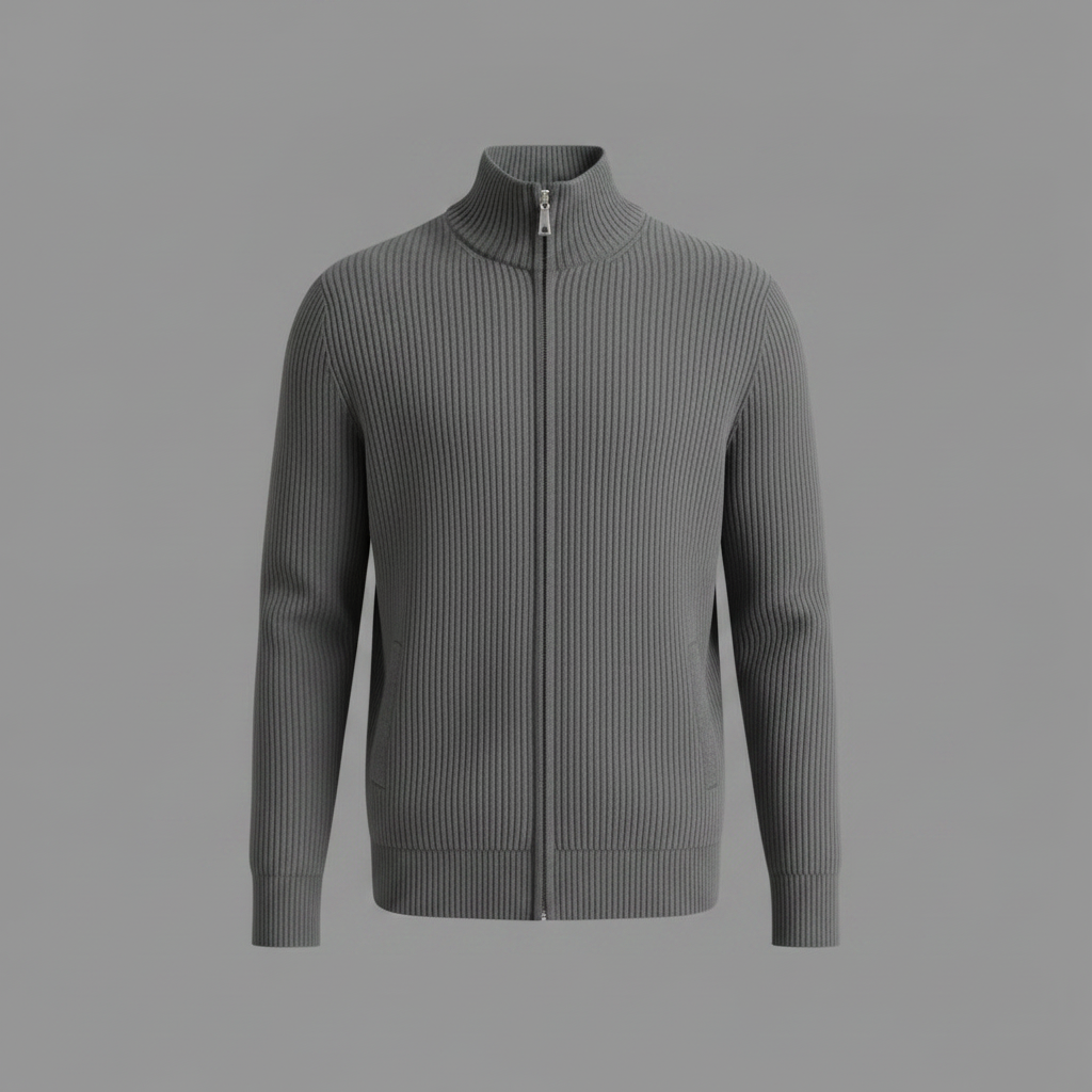Men's Slim Fit Zip Cardigan | Stylish Ribbed Knit