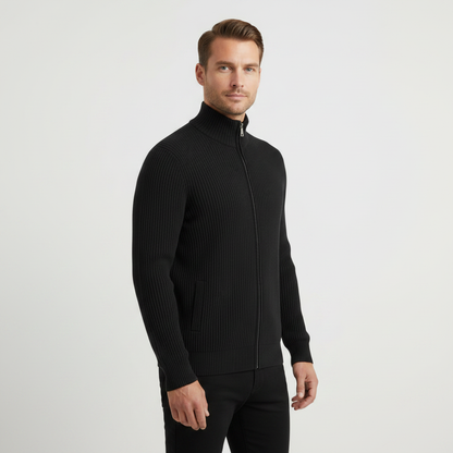 Men's Slim Fit Zip Cardigan | Stylish Ribbed Knit