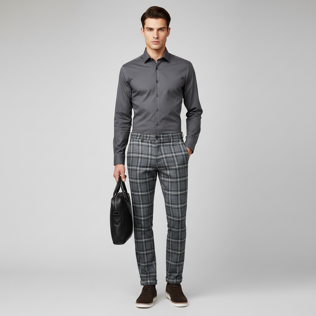 Sasha Checked Chino Pants | Men's Casual Trousers 4