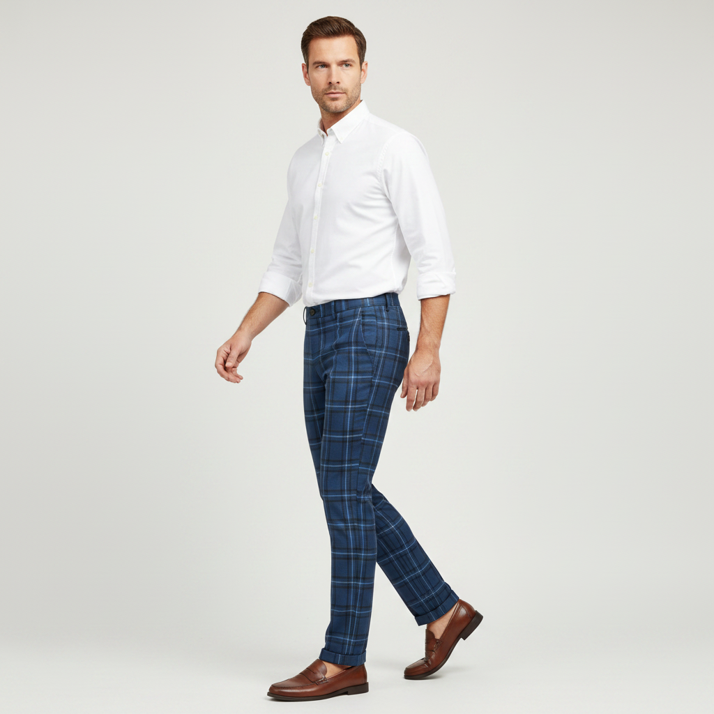 Sasha Checked Chino Pants | Men's Casual Trousers