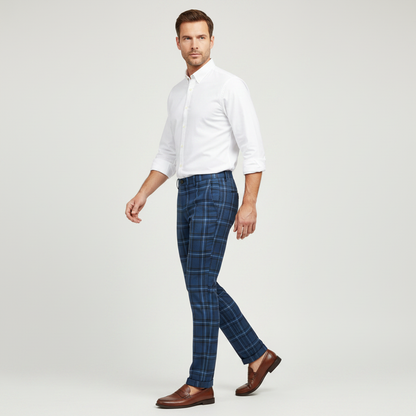 Sasha Checked Chino Pants | Men's Casual Trousers